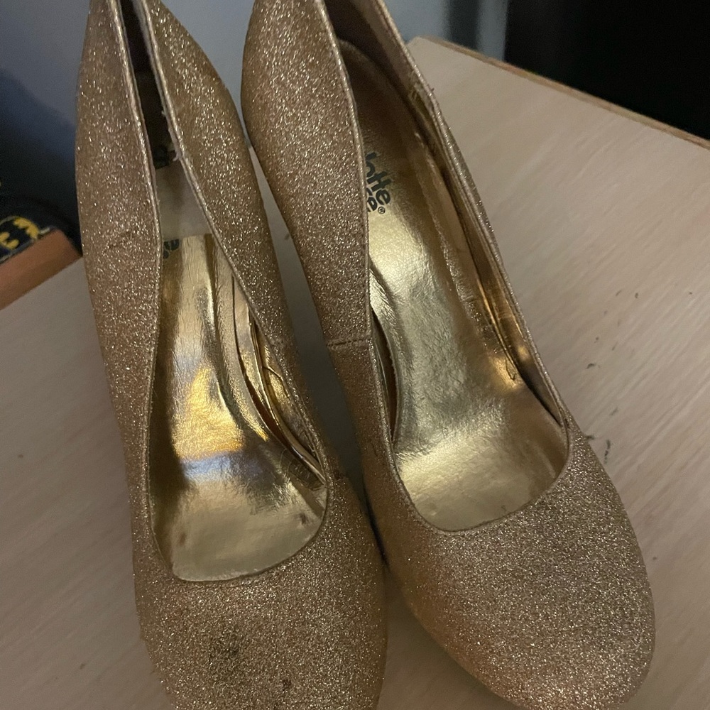 Gold Glitter Heels